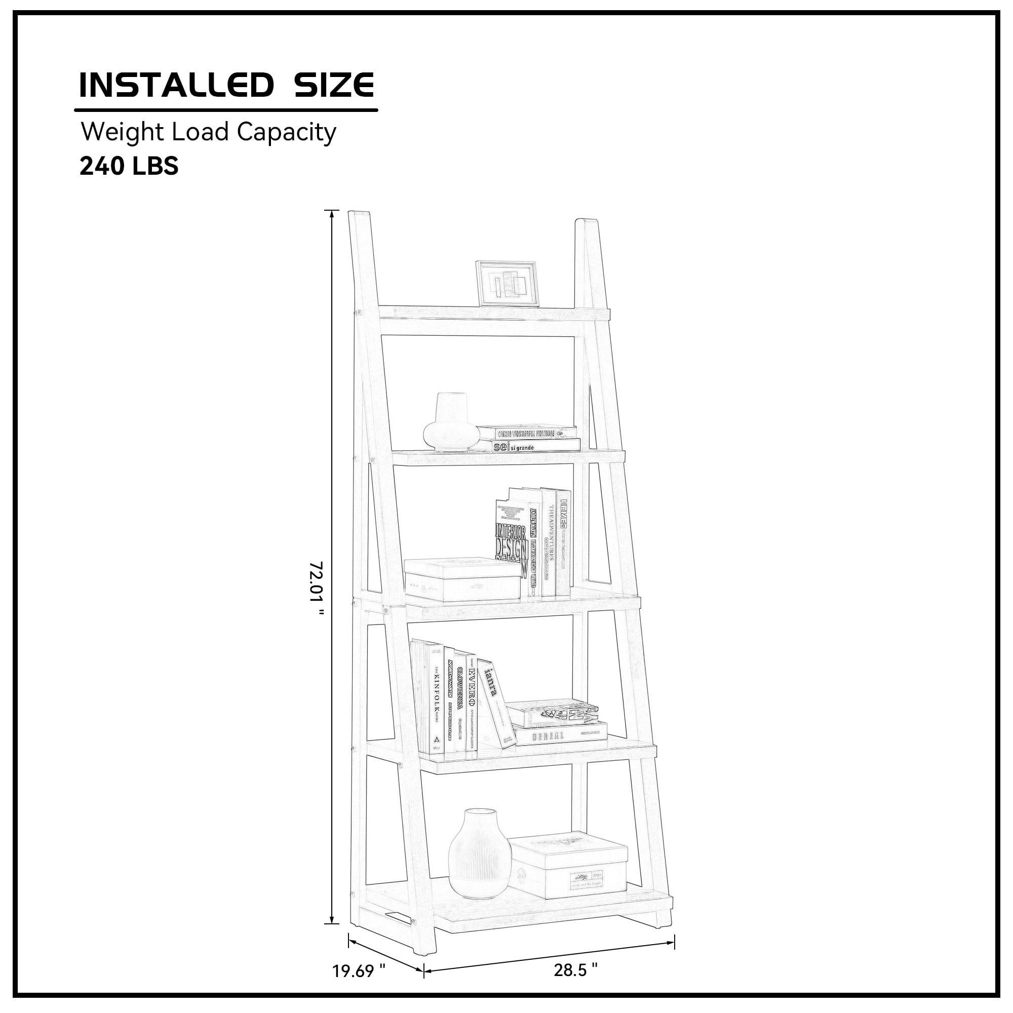 5-Tier Bookshelf,Modern Ladder Bookcase,5 Shelves Storage Rack Ladder Shelf for Living Room, Home Office,White