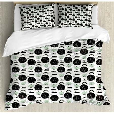 Kids Boys Queen Size Duvet Cover Set Hot Air Balloons With