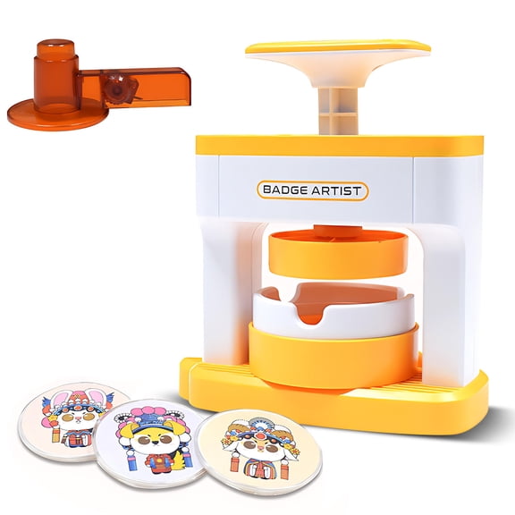 BIMZUC 98‑Piece Badge Maker Kit – 48 Random 55mm Badge Parts, 48 Pictures, Circle Cutter, Installation‑Free DIY Pin Press for Kids