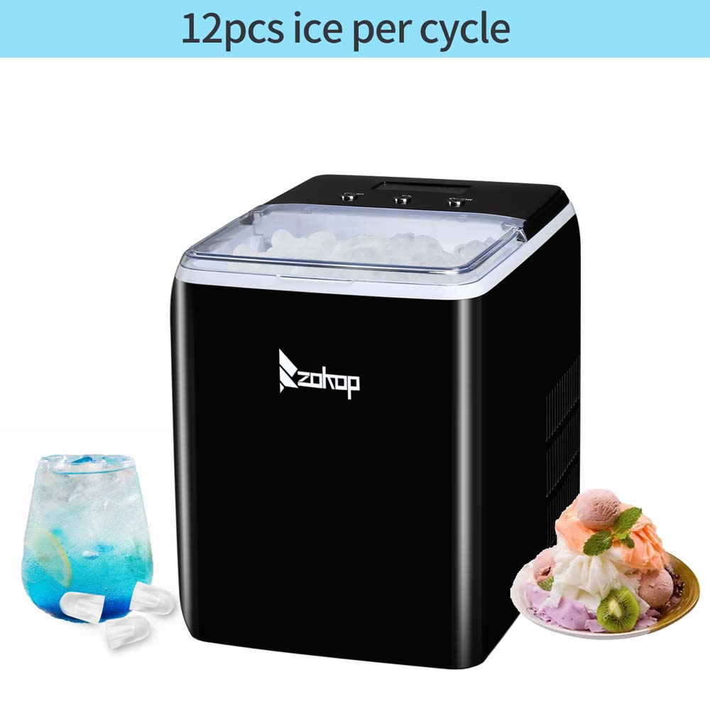 Portable Compact Electric Ice Cube Maker Machine, Automatic Countertop Ice Cube Maker Machine with Ice Scoop & Basket, Fast Ice Maker 44lb in 24 Hours, Self-Cleaning Ice Maker for Office Bar, T134