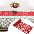 thumbnail image 3 of Hzzsbu Rectangle Felt Table Runners Openwork Floral Design Hollow Coasters Tablecloth Placemats Home Tea Table Cloth Wedding Decor, 3 of 7