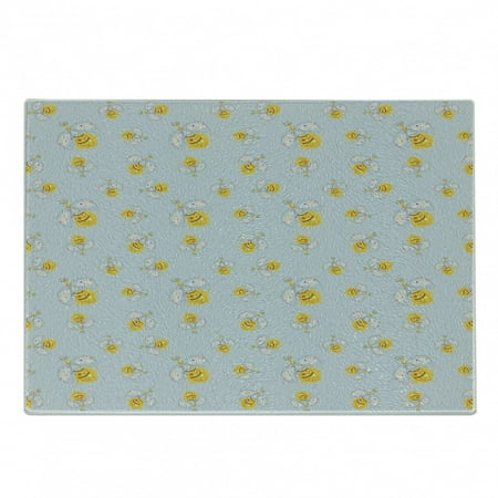 

Bee Cutting Board Hand-Drawn Outline of Insect with Splashed Yellow Paint on Plain Background Decorative Tempered Glass Cutting and Serving Board Small Size Multicolor by Ambesonne