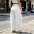thumbnail image 5 of Lenpel Womens Summer Harem Pants High Elastic Waist Wide Leg Lounge Trousers Casual Loose Fit Flowy Slacks, 5 of 6