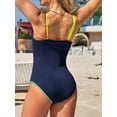thumbnail image 5 of Asoul One Shoulder One Piece Swimsuits Womens Slimming Swimwear Color Block Textured Modest Bathing Suits Tummy Control Swimming Suits, 5 of 7