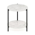 thumbnail image 2 of Furinno Besi 2-Tier Modern Round Side End Table with Sturdy Metal Legs, Marble White, 2 of 6