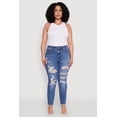 thumbnail image 2 of Womens Plus Size WAX High Waist Whiskered Distressed Jeans, 2 of 5