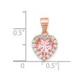 thumbnail image 6 of Auriga Fine Jewelry 925 Sterling Silver Rose-plated Pink Crystal Heart CZ Pendant (L- 18.15mm, W 9.93mm) for Women, 6 of 6