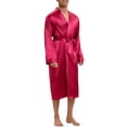thumbnail image 4 of INSPIRE CHIC Satin Robe for Men's Nightwear Long Sleeve Kimono Bathrobe Sleepwear with Shorts Set L Red, 4 of 5