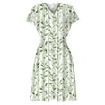 thumbnail image 4 of THDHVS Womens Summer Dresses,Dresses for Women 2025,Women Summer V-Neck Solid Casual Short Sleeve Waisted Mini Dress Green M, 4 of 5