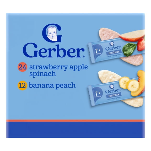 Gerber Gentle Teething Wafers, Variety Pack Baby Teethers, 72 Count Box