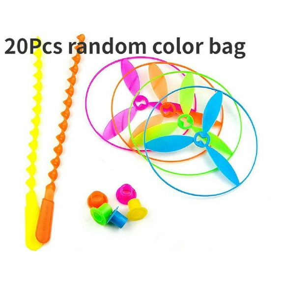 20set/bag Colorful Bamboo Dragonfly Plastic Hand Push Flying Toys Kids Birthday Party Favors Guests Treat School Goodie Filler
