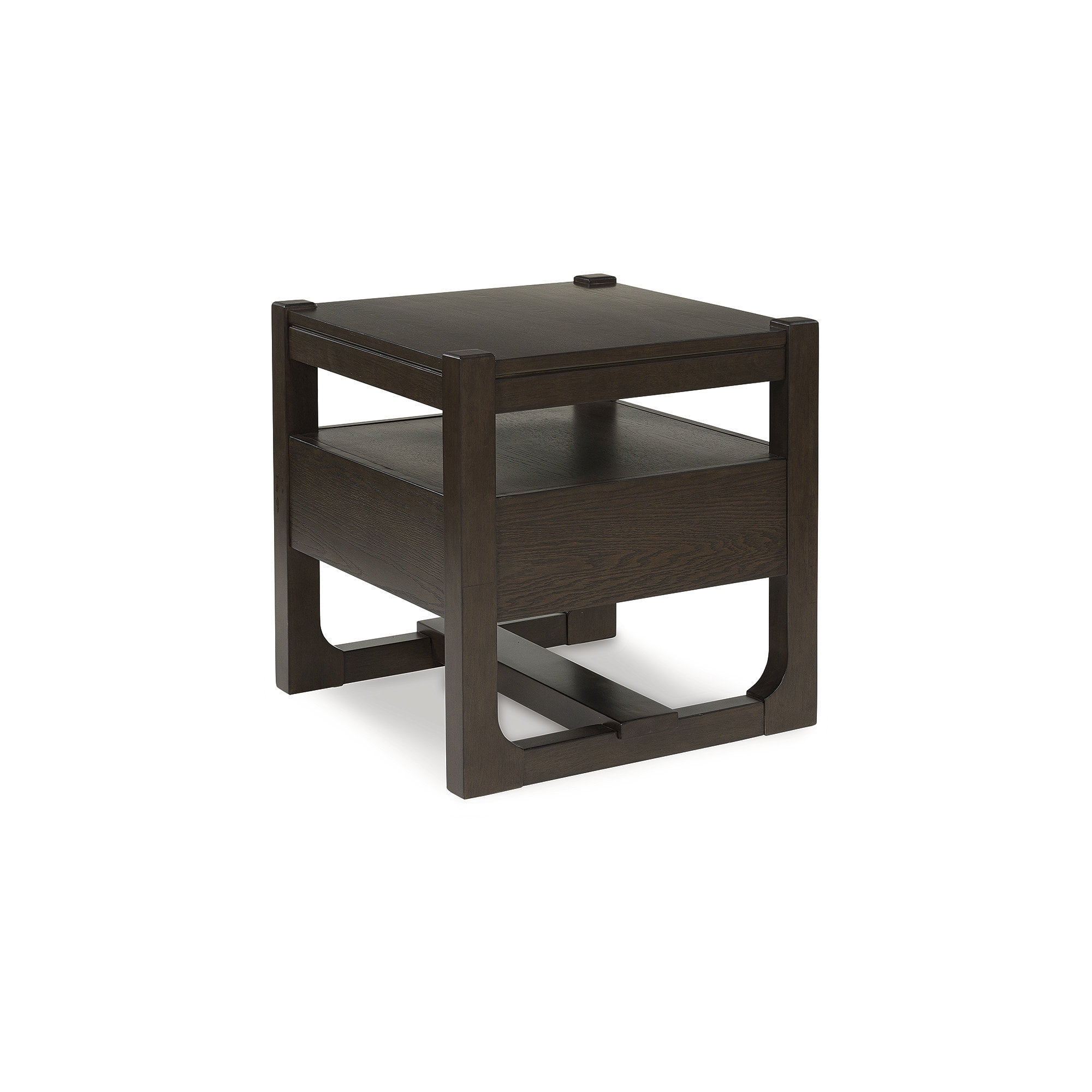 Signature Design by Ashley Breckington Contemporary End Table with Storage Drawers, Dark Brown