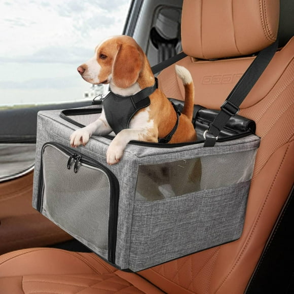 SlowTon Dog Booster Car Seat, Reinforce Metal Frame Safe Pet Car Seat with Seatbelt & Waterproof Pee Pad & Top Cover | Portable Collapsible Puppy Carrier Bag | for Small Dogs Cats