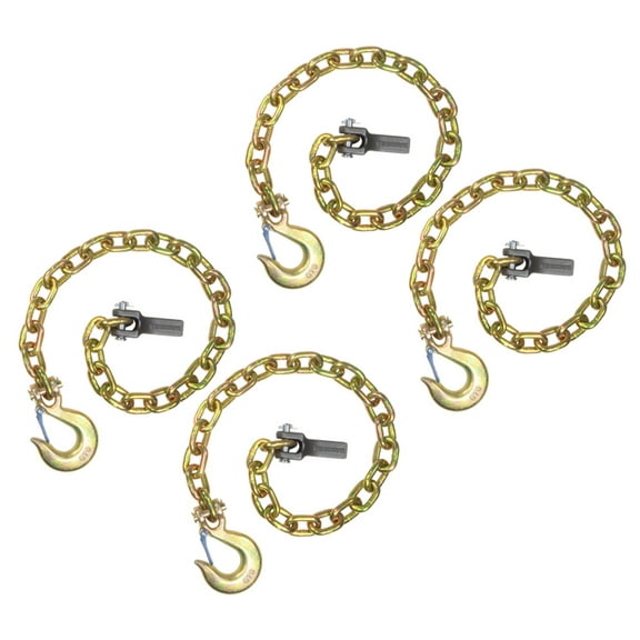 (4 Pack) 36 inch Grade 70 Trailer Safety Chain with 3/8" Clevis Snap Hook & Chain Retainer - 25000 lbs Breaking Strength - Transport 3/8 Safety Chains with Clevis Hook for Towing