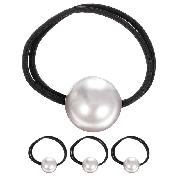 4 coleteros de perlas francesas, pequeños, elásticos, decorativos, accesorios para el cabello con perlas para mujeres y niñas