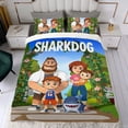 thumbnail image 4 of Tiburón Perro Conjunto de sábanas temático, trío de piezas, cómodo y amigable con la piel, diseño único, regalo de decoración para el hogar para familiares, amigos y fans,173cm *218cm, 4 of 6