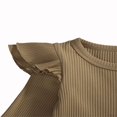 thumbnail image 2 of Baby Boy Girl Solid Color Cotton Knitted Ruffle Long Sleeve Romper Top Drawstring Pants, 2 of 4
