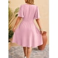 thumbnail image 4 of Women'S Dress 2025 Summer Deep V Neck Elegant Ruffle Mini Dress Waist Dresses Light Pink L, 4 of 9