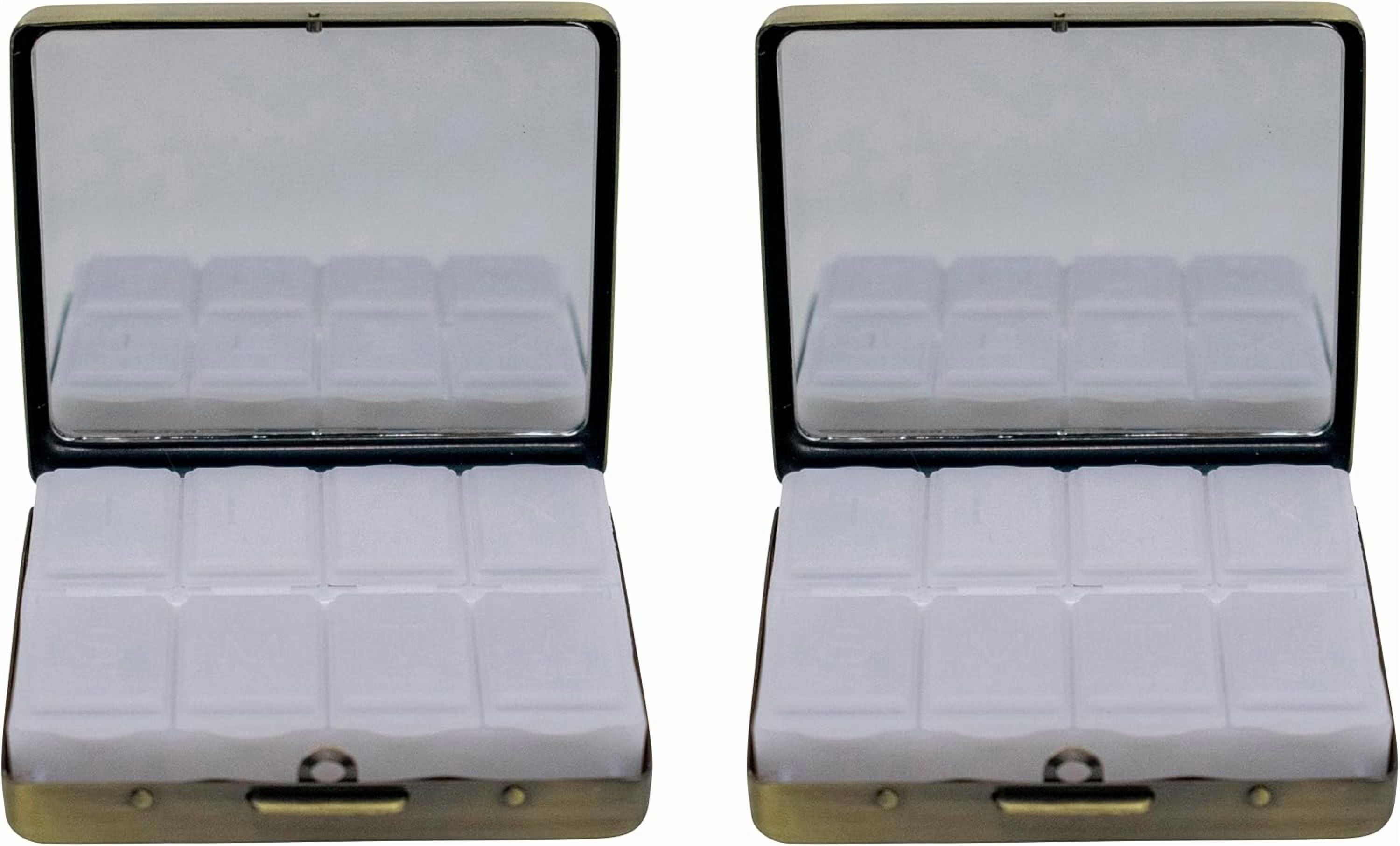 Set of 2 Metal-Plated Weekly (7-Day) Pill Box Case & Portable Medicine Organizer (Antique Brass Victorian)