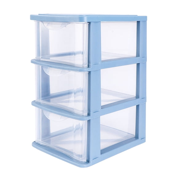 Niceauty Drawer Storage Box Blue Plastic PP Tabletop Cosmetic Organizer