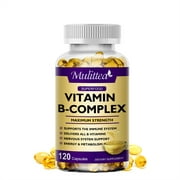 Mulittea Vitamin B Complex 120 Capsules, Reduce Stress & Supports Energy, Assists Nervous System Health