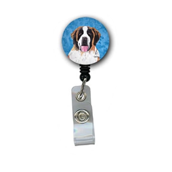Caroline's Treasures SC9129BU-BR Blue Saint Bernard Retractable Badge Reel, Belt Clip, multicolor