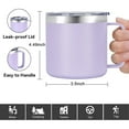 thumbnail image 2 of 12oz Stainless Steel Insulated Coffee Mug with Handle Double Wall Vacuum Travel Mug Tumbler Cup with Sliding Lid Purple, 2 of 7