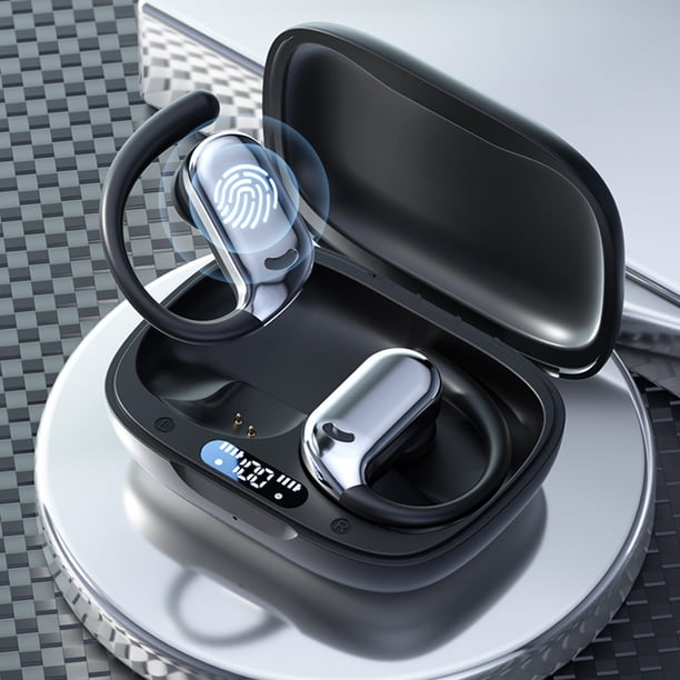 Auriculares colgantes Bluetooth 5.4 | Diseño ligero de oído abierto | Sonido estéreo panorámico | Baja latencia | Batería de alta duración 6H | Carga tipo C | Beige | Paquete de 2