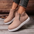 thumbnail image 2 of Willtoo Women's Faux Suede Ankle Boots, Round Toe Side Zip High Top Sneakers with Chunky Sole, Casual Non-Slip Walking Footwear, 2 of 6