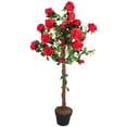 thumbnail image 2 of Northlight Roses with Greenery Artificial Potted Tree - Red - 47", 2 of 9