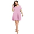 thumbnail image 3 of VEPKUL Womens Plus Size Dresses with Pockets Casual Short Sleeve Dress Loose A Line Flowy Swing Pink_4X, 3 of 8
