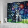 thumbnail image 4 of Happy New Year American Shorthair Family Cheer Winter Midnight Firework Shower Curtain Cat Lover Kitten Owner Gifts Waterproof Bathroom Bathtub Curtain - 02025, 4 of 5