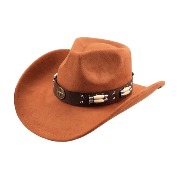 Qwertyu Cowboy Hat for Men Women Classic Cowgirl Hat Wide Brim Western Women Mens Cowboy Hats Cowgirl Hats Gifts Brown