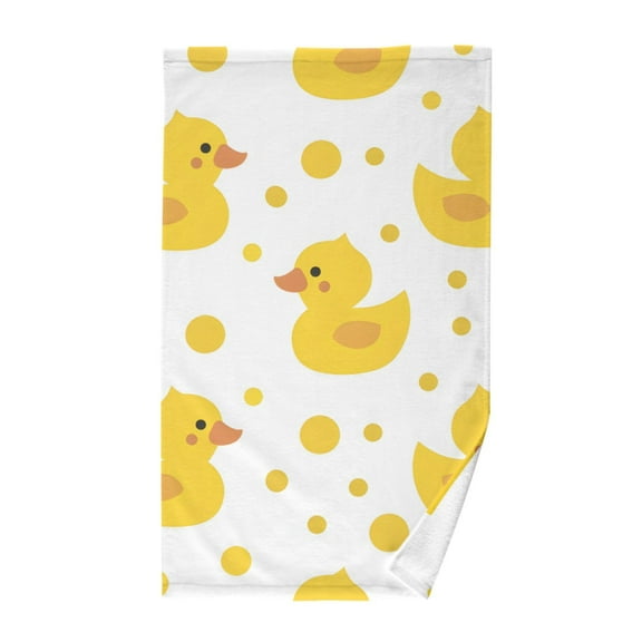 Cute Yellow Ducks Dots Cartoon Pure Cotton Bath Towel Hand Towel 1 Piece for Pool Beach Gym 16" x 28"