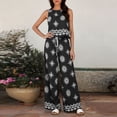 thumbnail image 7 of Zynoxe 2 Piece Sets for Women Going Out Comfy Crew Neck Sleeveless Crop Top Drawstring Waist Wide Leg Pants Suit Stylish Geometric Print Summer Sets Versatile Casual Beach Vacation Outfits S, 7 of 7