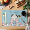thumbnail image 2 of Easter Rabbit Tail Placemats Set of 12, Spring Floral Leaf Watercolor Easter Eggs Blue Wood Grain Non-Slip Place Mats Washable Table Mats for Kitchen Dining Table Decorations Indoor/Outdoor, 2 of 9