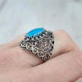 thumbnail image 2 of Filigree Art Turquoise Gemstone Lace Detailed Women Silver Statement Ring, 2 of 7