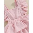 thumbnail image 5 of Newborn Baby Girls Summer Outfit, Fly Sleeve Square Neck Swiss Dots Layered Romper Dress with Hairband, 5 of 8
