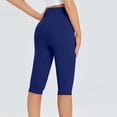 thumbnail image 3 of Women's Knee Length Capri Leggings Casual Summer Biker Shorts Workout Exercise Yoga Pants with Pockets, 3 of 5