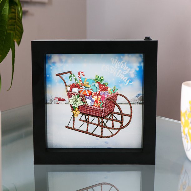 Pintura de diamante artesanal con luz LED cristal parcial taladro de Wdftyju forma especial mosaico de arte artesanía adornos Decoración de mesa para el hogar de Navidad