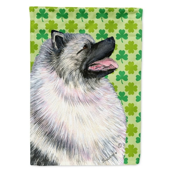 Carolines Treasures SS4419-FLAG-PARENT Keeshond St. Patricks Day Shamrock Portrait Flag  multicolor