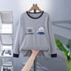 thumbnail image 5 of Blusas y camisas de manga larga con cuello redondo para verano y primavera, moda para niños pequeños, blusa lisa de manga larga con cuello redondo para mujer, blusa de poliéster para niños, 5 of 5
