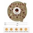 thumbnail image 6 of 15 Inch Round Placemats Set of 6, Boho Floral Non Slip Heat Insulation PP Table Mats, Modern Geometric Ethnic Abstract Flowers Red Green Washable Place Mats for Kitchen Dining Party Table Decor, 6 of 7