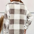 thumbnail image 4 of Women's Fleece Plaid Teddy Jacket Button Front Long Sleeve Winter Thermal Outwear, 4 of 5