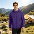 thumbnail image 6 of Sewkxo Mens Rain Jacket Lightweight Waterproof Raincoat with Hood Outdoor Rain Gear Travel Hiking Cycling,Dark Purple XL, 6 of 8