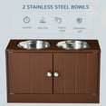 thumbnail image 5 of E-Western Large Elevated Dog Bowls with Storage Cabinet, 44L Capacity, Raised Stand for Dogs, Brown, Pet Food & Water Station, Easy to Clean, Durable Stainless Steel, Dimensions 23.5" x 11.8" x 14", 5 of 10
