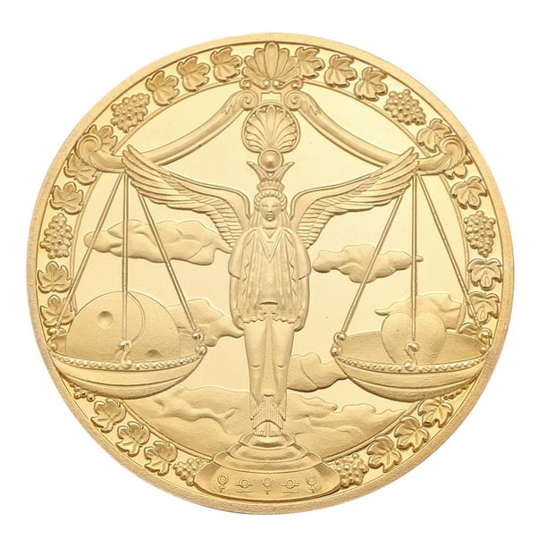 Regalo coleccionable de monedas conmemorativas chapadas en oro de 12 constelaciones (Libra)