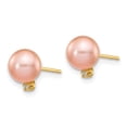 thumbnail image 2 of Real 14kt Yellow Gold 5-6mm Pink Round Freshwater Cultured Pearl .02ct Diamond Post Earrings; for Adults and Teens; for Women and Men, 2 of 3