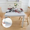 thumbnail image 2 of Acheng Red Flowers Square Tablecloth Outdoor Fitted 100% Polyester Fiber 46*46, 2 of 8