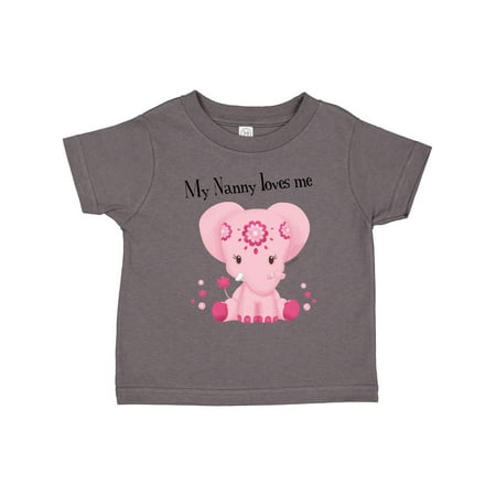 

Inktastic Aditi My Nanny Loves Me Pink Elephant Beautiful Gift Toddler Toddler Girl T-Shirt